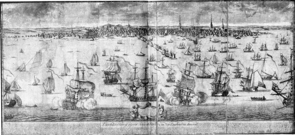 William Burgis, South East View of ye Great Town of Boston in New England in America, 1725 (NYPL)
